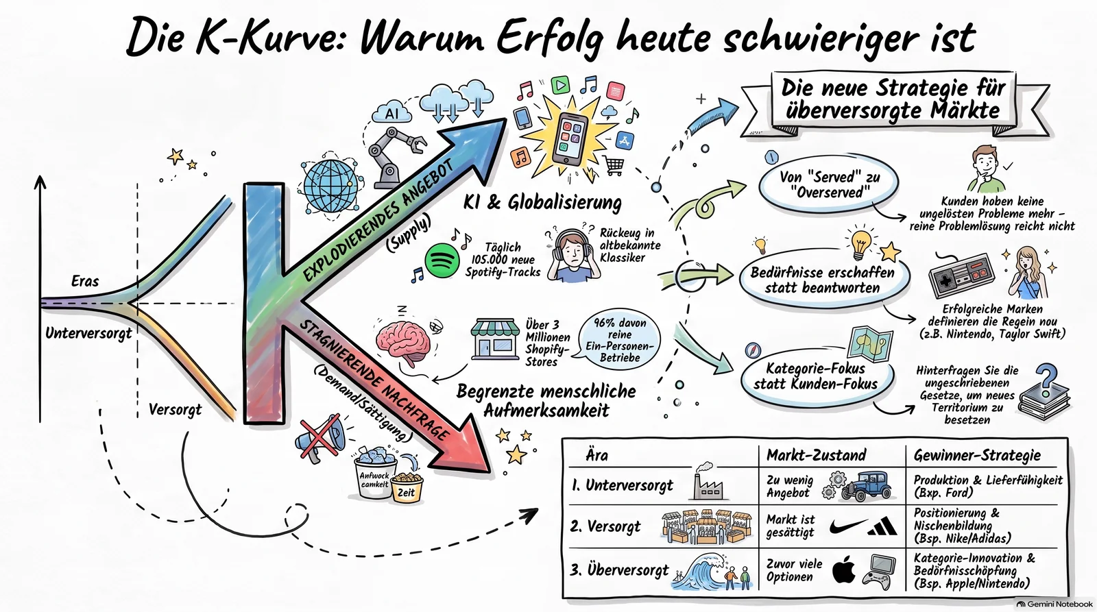 Infografik „Die K-Kurve: Warum Erfolg heute schwieriger ist