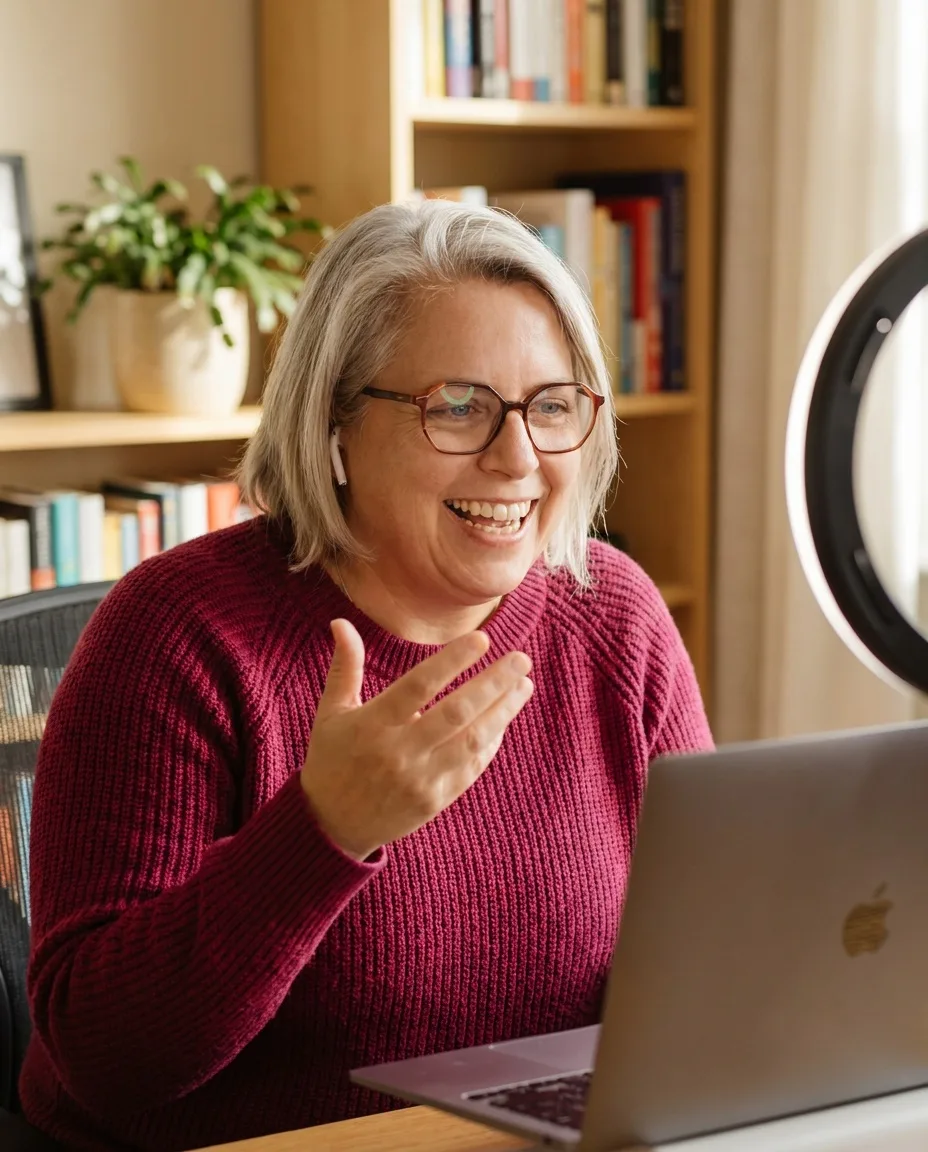 Kirsten Biema lacht in einem Videocall